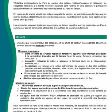 Offre d’emploi – Ecogardes PNR