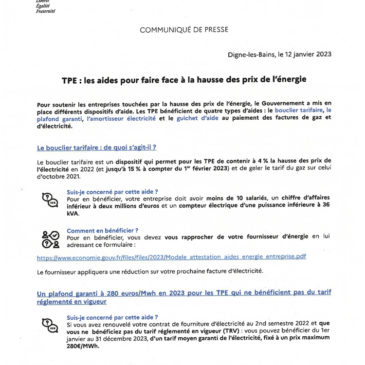 TPE : les aides pour faire face à la hausse des prix de l’énergie