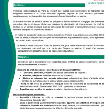 Offre d’emploi – PNR