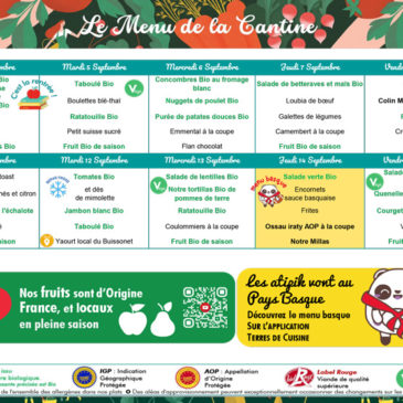 Menu de la cantine – Septembre