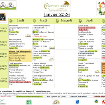 Menu de la cantine – Janvier