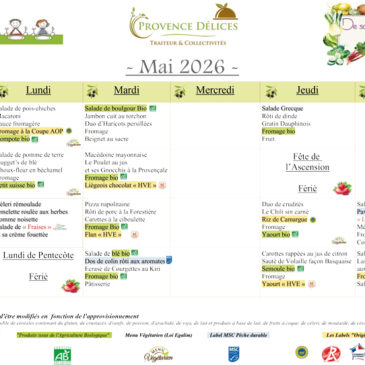 Menu de la cantine – Mai