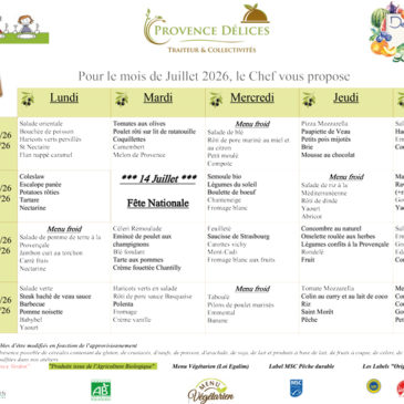Menu de la cantine – Centre de loisirs