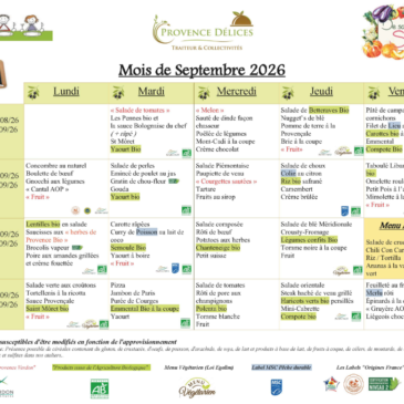 Menu de la cantine – Septembre